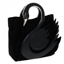 مملوكة مسبقًا Kate Spade Black Suede and Leather On Pointe Swan Tote