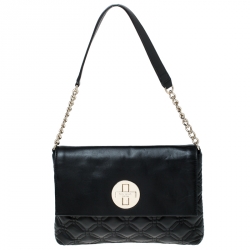 Pre Owned Kate Spade Black Quilted Leather Astor Court Flap Shoulder Bag