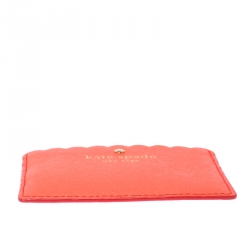 Pre Owned Kate Spade Orange/Pink Leather Lily Avenue Card Holder