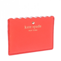 Pre Owned Kate Spade Orange/Pink Leather Lily Avenue Card Holder