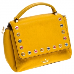 Pre Owned Kate Spade Yellow Leather Mini Nora Top Handle Bag