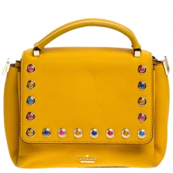 Pre Owned Kate Spade Yellow Leather Mini Nora Top Handle Bag