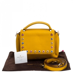 Pre Owned Kate Spade Yellow Leather Mini Nora Top Handle Bag