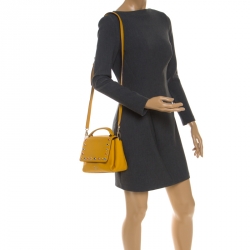 Pre Owned Kate Spade Yellow Leather Mini Nora Top Handle Bag