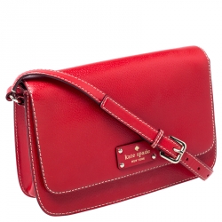 Pre Owned Kate Spade Red Leather Flap Shoulder Bag
