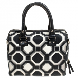 Pre Owned Kate Spade Black/White Leather Boston Bag
