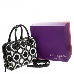 Pre Owned Kate Spade Black/White Leather Boston Bag