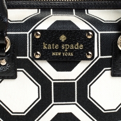 Pre Owned Kate Spade Black/White Leather Boston Bag