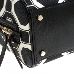 Pre Owned Kate Spade Black/White Leather Boston Bag