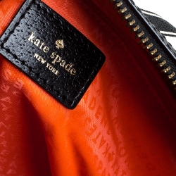 Pre Owned Kate Spade Black/White Leather Boston Bag