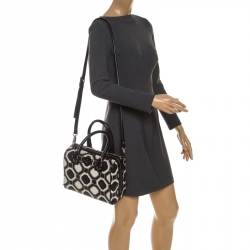 Pre Owned Kate Spade Black/White Leather Boston Bag