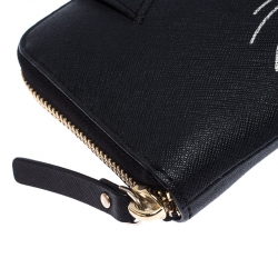 Kate Spade Black Leather Cat Jazz Zip Around Wallet