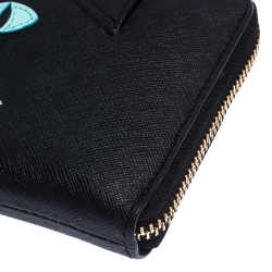 Kate Spade Black Leather Cat Jazz Zip Around Wallet