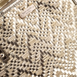 Pre Owned Kate Spade Beige/Gold Woven Raffia and Patent Leather Tote