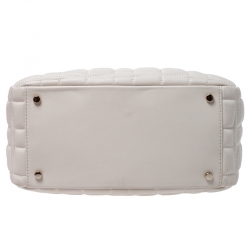 Pre Owned Kate Spade Off White Quilted Leather Chain Tote