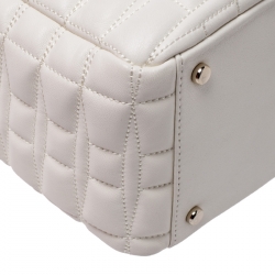 Pre Owned Kate Spade Off White Quilted Leather Chain Tote