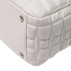 Pre Owned Kate Spade Off White Quilted Leather Chain Tote