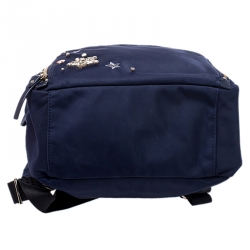 Pre Owned Kate Spade Navy Blue Nylon Embellished Hartley Watson Lane Backpack