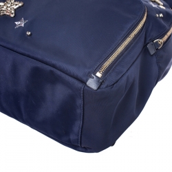 Pre Owned Kate Spade Navy Blue Nylon Embellished Hartley Watson Lane Backpack