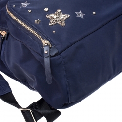 Pre Owned Kate Spade Navy Blue Nylon Embellished Hartley Watson Lane Backpack