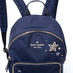 Pre Owned Kate Spade Navy Blue Nylon Embellished Hartley Watson Lane Backpack