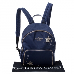 Pre Owned Kate Spade Navy Blue Nylon Embellished Hartley Watson Lane Backpack