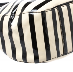 Pre Owned Kate Spade Black/White Patent Leather Stripe Tote