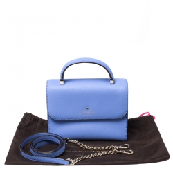 Pre Owned Kate Spade Blue Leather Mini Nora Top Handle Bag