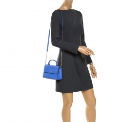 Pre Owned Kate Spade Blue Leather Mini Nora Top Handle Bag