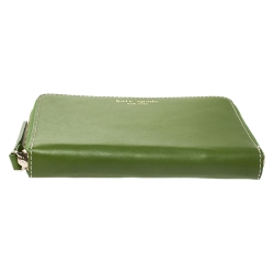 Pre Owned Kate Spade Green Leather Small Zip Around Wallet