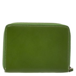Pre Owned Kate Spade Green Leather Small Zip Around Wallet