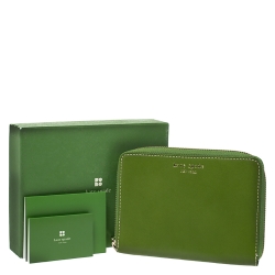 Pre Owned Kate Spade Green Leather Small Zip Around Wallet