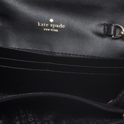 Pre Owned Kate Spade Black Glitter Leather Lane Milou Wallet On Chain