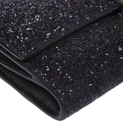 Pre Owned Kate Spade Black Glitter Leather Lane Milou Wallet On Chain