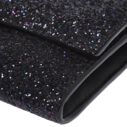 Pre Owned Kate Spade Black Glitter Leather Lane Milou Wallet On Chain