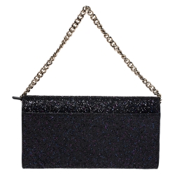 Pre Owned Kate Spade Black Glitter Leather Lane Milou Wallet On Chain