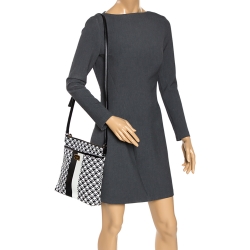 Pre Owned Kate Spade Black/White Coated Canvas Crossbody Bag