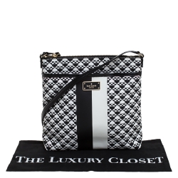 Pre Owned Kate Spade Black/White Coated Canvas Crossbody Bag
