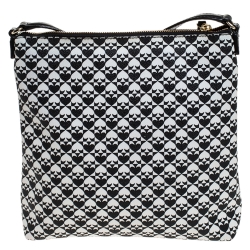 Pre Owned Kate Spade Black/White Coated Canvas Crossbody Bag
