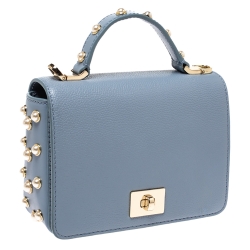 Kate Spade Light Blue Leather Pearl Embellished Maisie Serrano Crossboby Bag