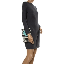 Pre Owned Kate Spade Tri Color PVC and Canvas I Married Adventure Clutch