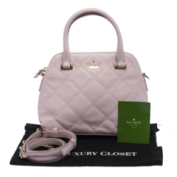 Pre Owned Kate Spade Light Pink Quilted Leather Patterson Drive Dome Satchel