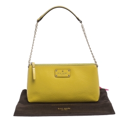 Pre Owned Kate Spade Yellow Leather Wellesley Shoulder Bag