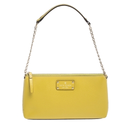 Kate Spade Wellesley Byrd Leather Gold Chain Shoulder Bag yellow