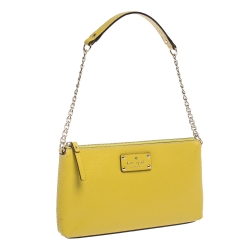 Pre Owned Kate Spade Yellow Leather Wellesley Shoulder Bag