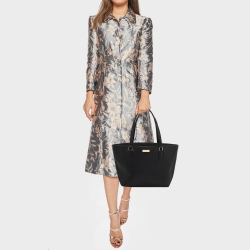 Pre Owned Kate Spade Black Leather Zip Tote