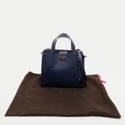 Pre Owned Kate Spade Navy Blue Leather Anissa Putnam Drive Tote