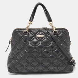 Black Quilted Shimmer Leather Astor Court Grace