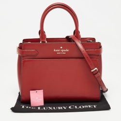 Pre Owned Kate Spade Red Saffiano Leather Medium Staci Satchel