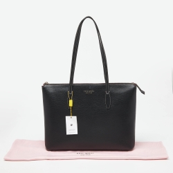 Pre Owned Kate Spade Black Leather Large Al Day Zip Tote
